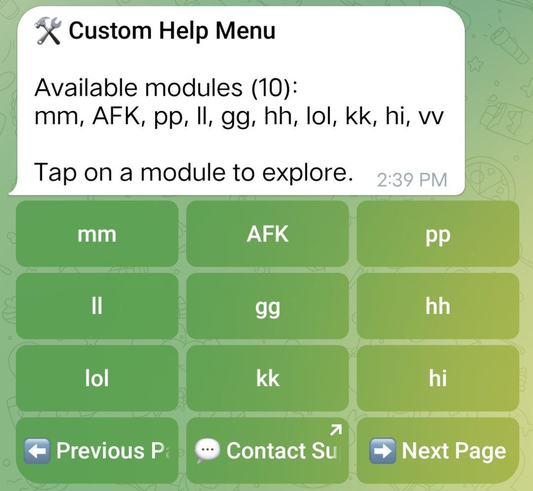 Help menu using only text