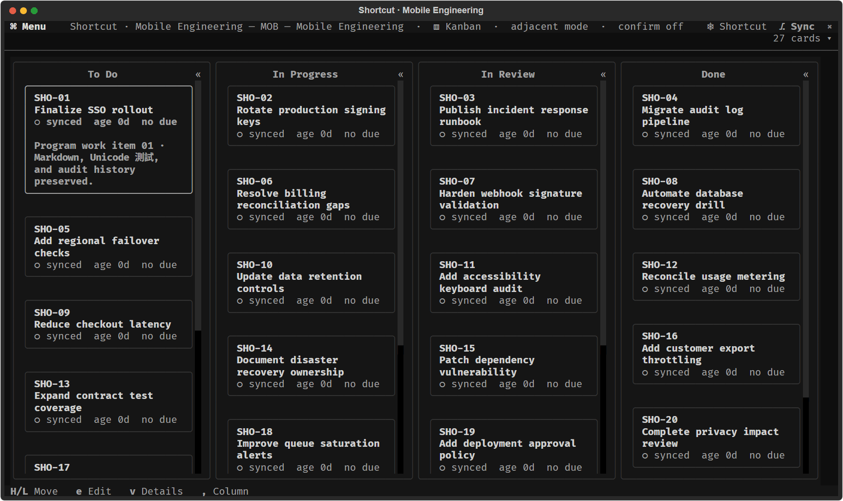 pykantui Shortcut local action flow