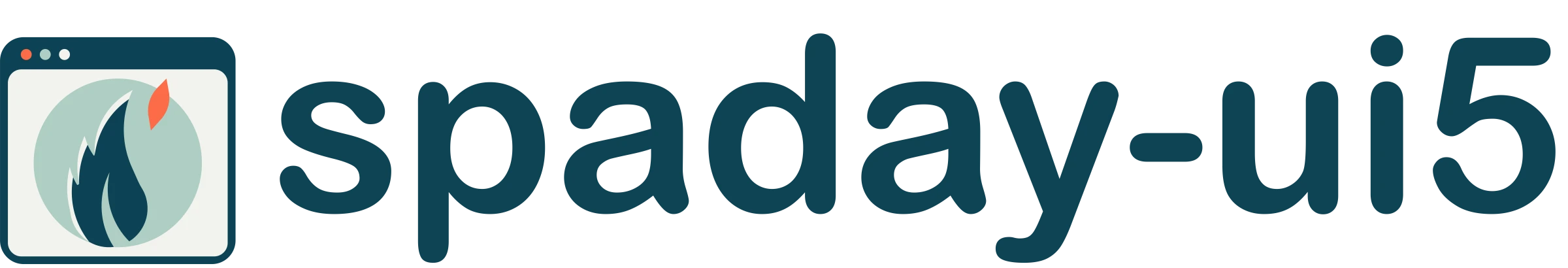 spaday-ui5 logo, the UI5 feather and flame inside a browser window
