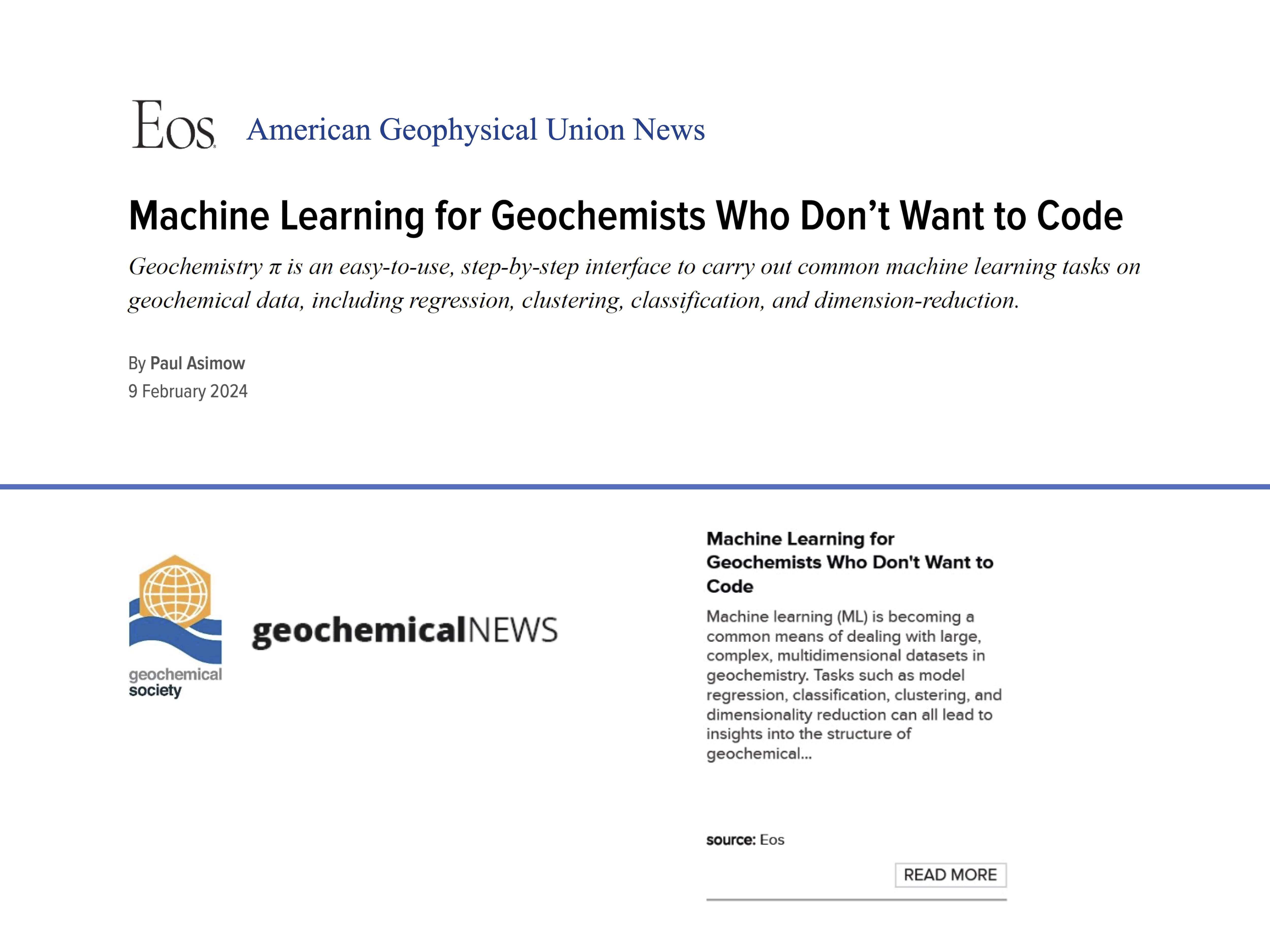 Geochemistry pi news