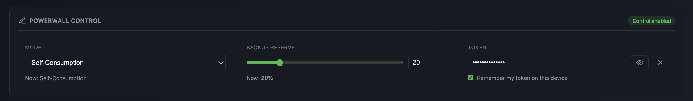 PyPowerwall Server Console - Control