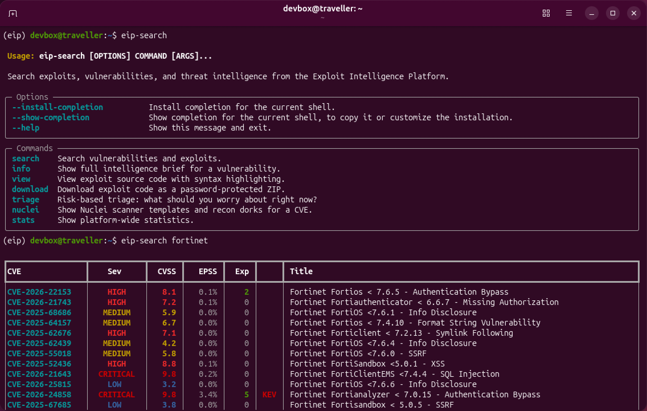 eip-search CLI screenshot