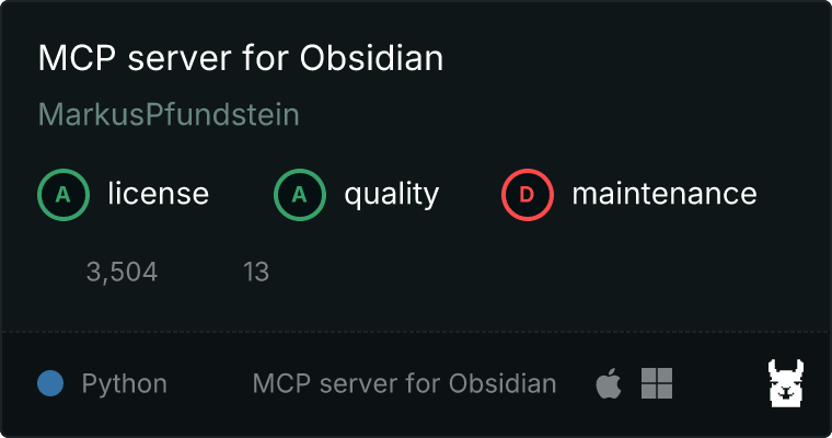 server for Obsidian MCP server