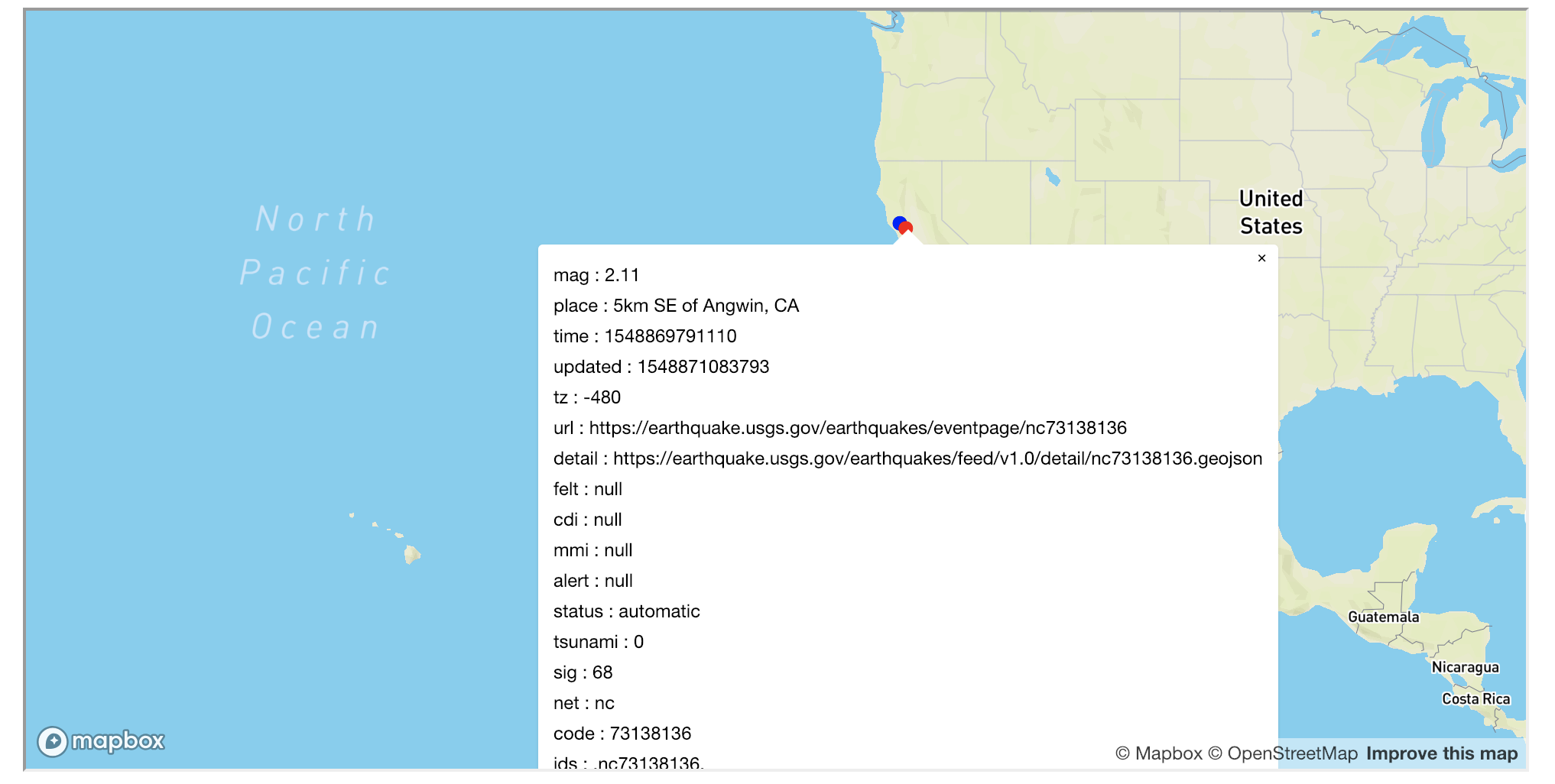map with points and click