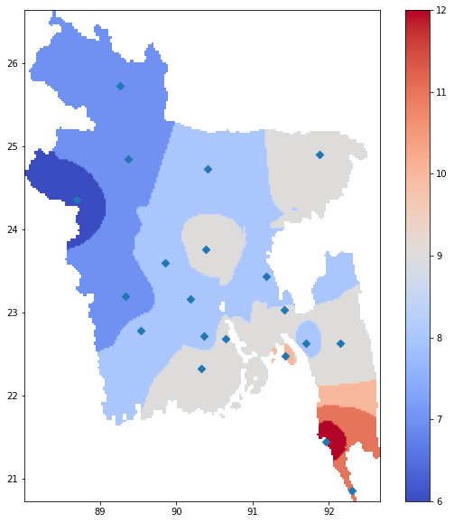 idw interpolated map using pyidw