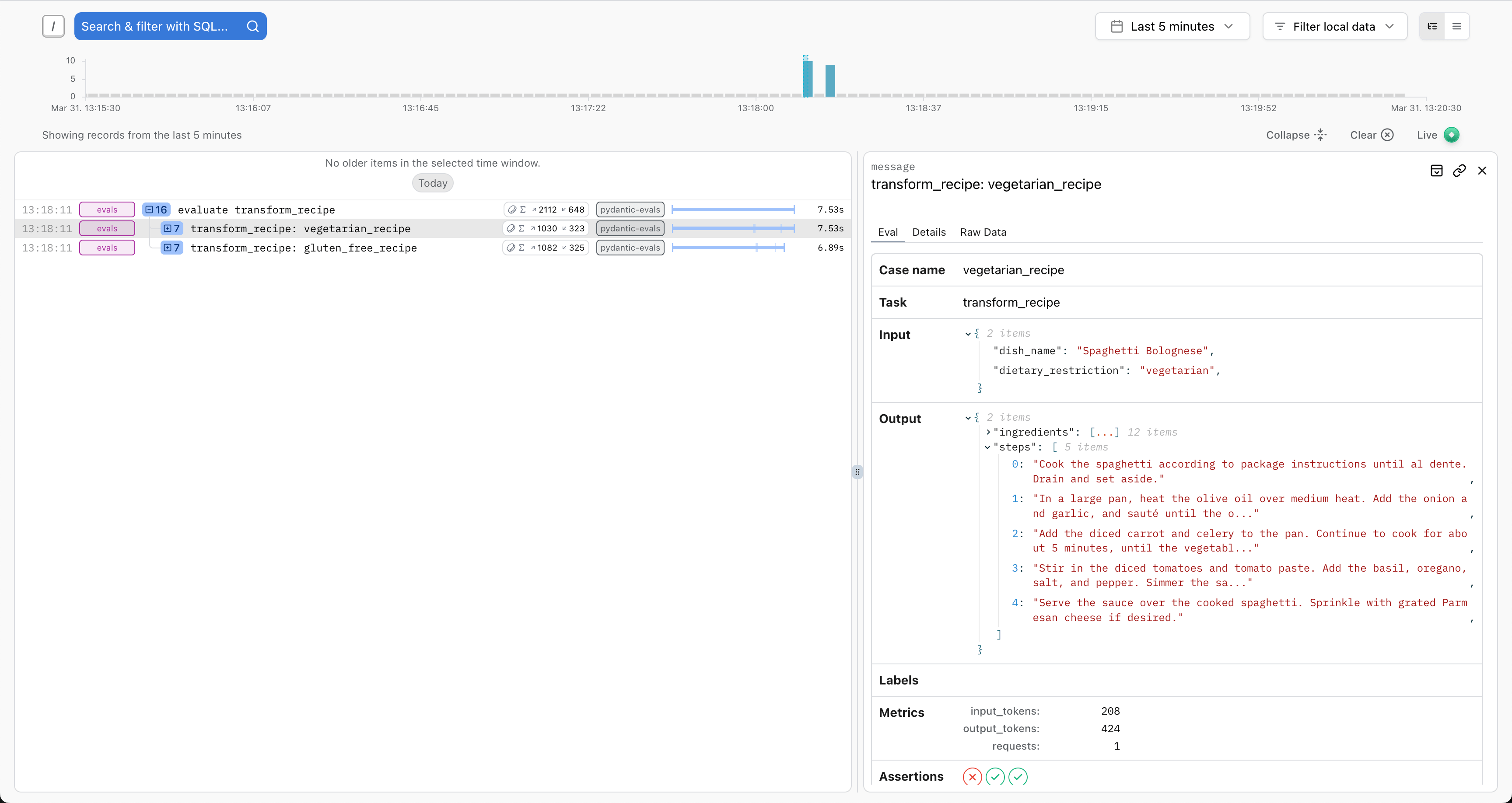 Logfire Evals Case View