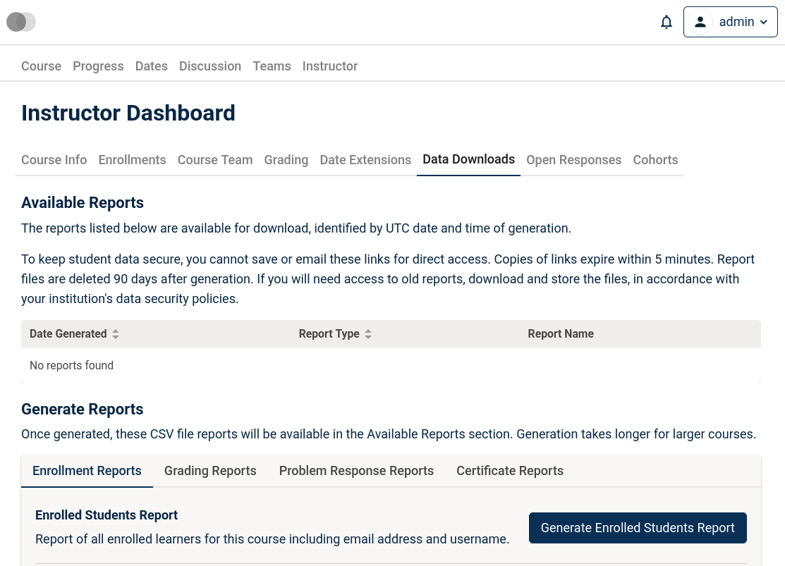 Instructor Dashboard screenshot