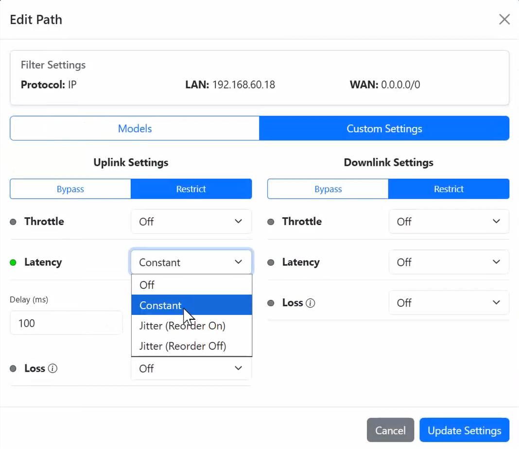 Latency Settings