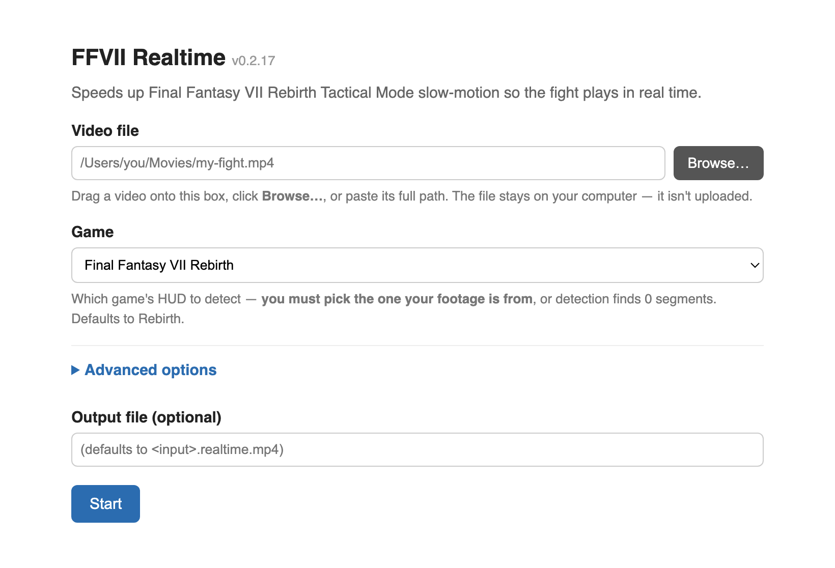 The FFVII Realtime app