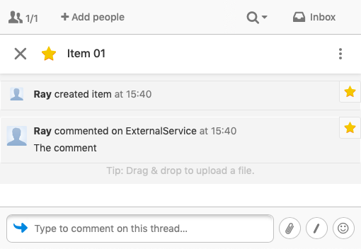 basic expected result shows the presented item name, a user created item, and discussion