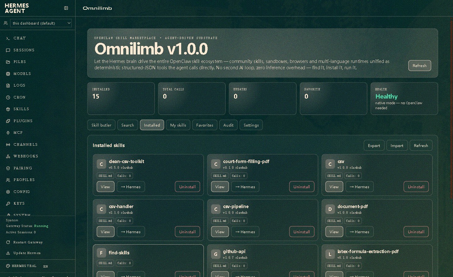 Omnilimb installed-skills management