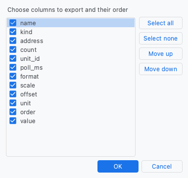 CSV export