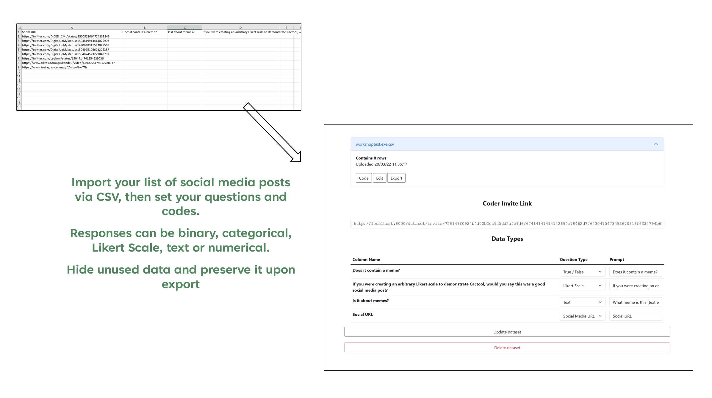 Importing from CSV and setting the coding questions made easy