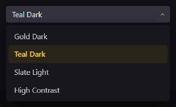 A dropdown with its popup open and one option selected