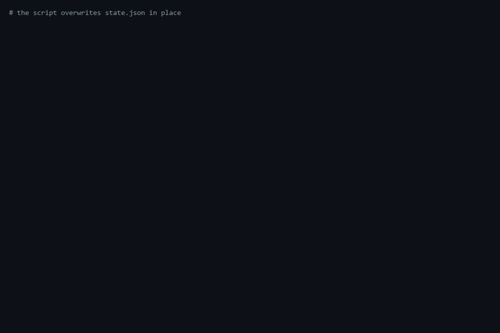 ckpt-chaos run on a script that overwrites its checkpoint in place, then on the same script writing a temp file and renaming it