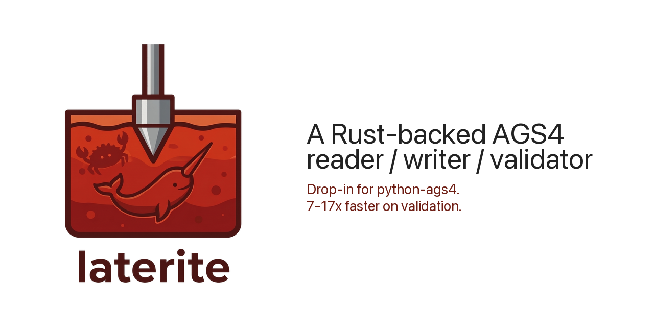 laterite — a Rust-backed AGS4 reader, writer and validator