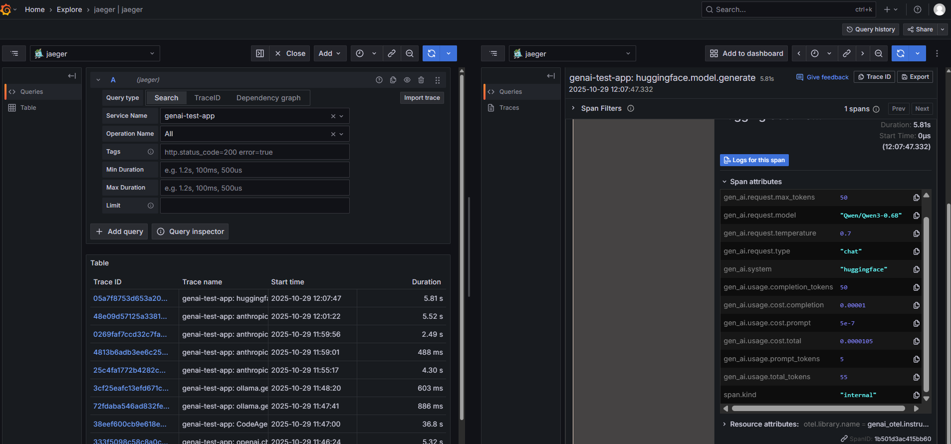 HuggingFace Transformer Traces