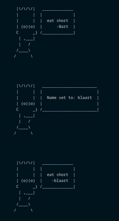 Demonstration of print outputs from BartSimpson.py