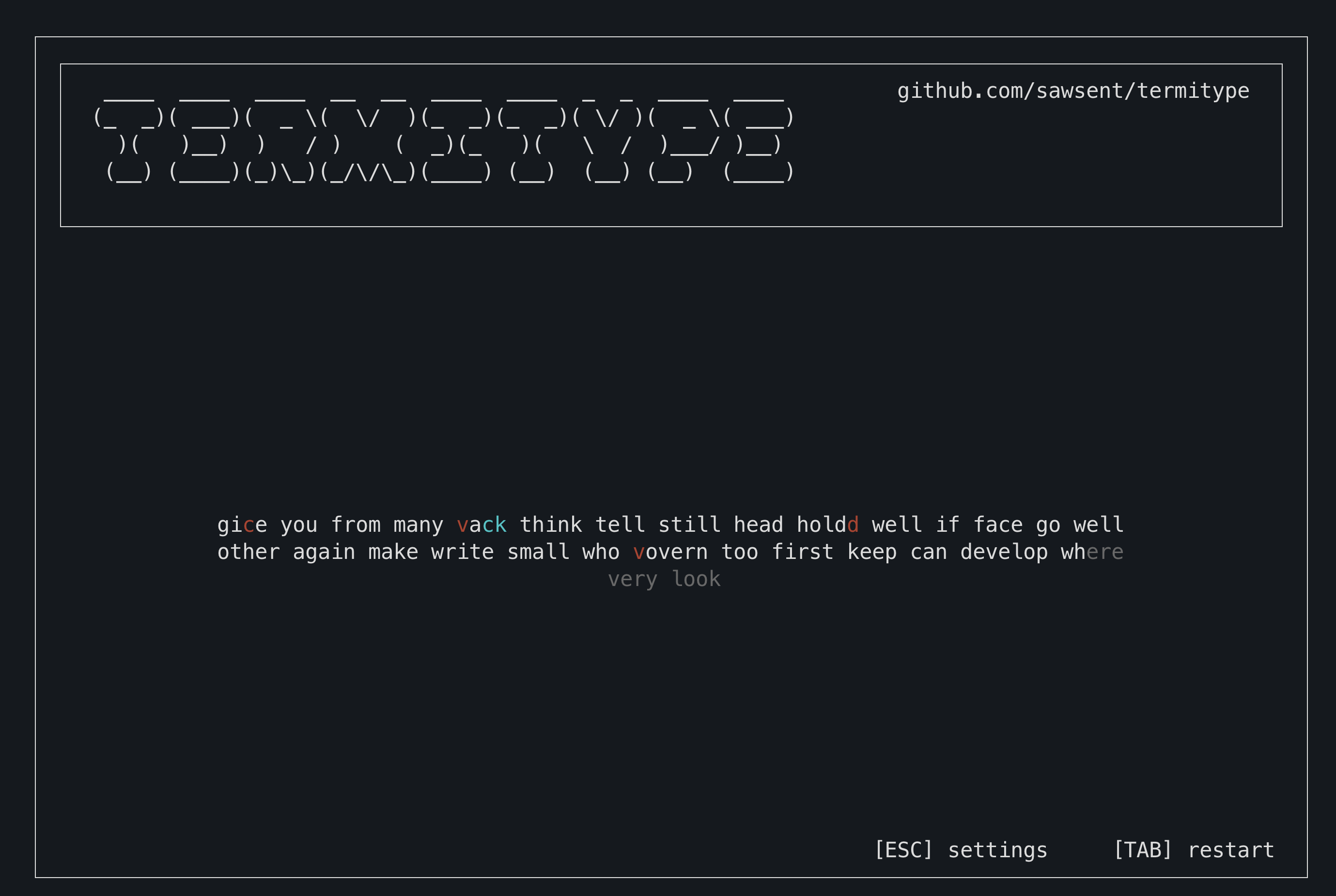 typing screen