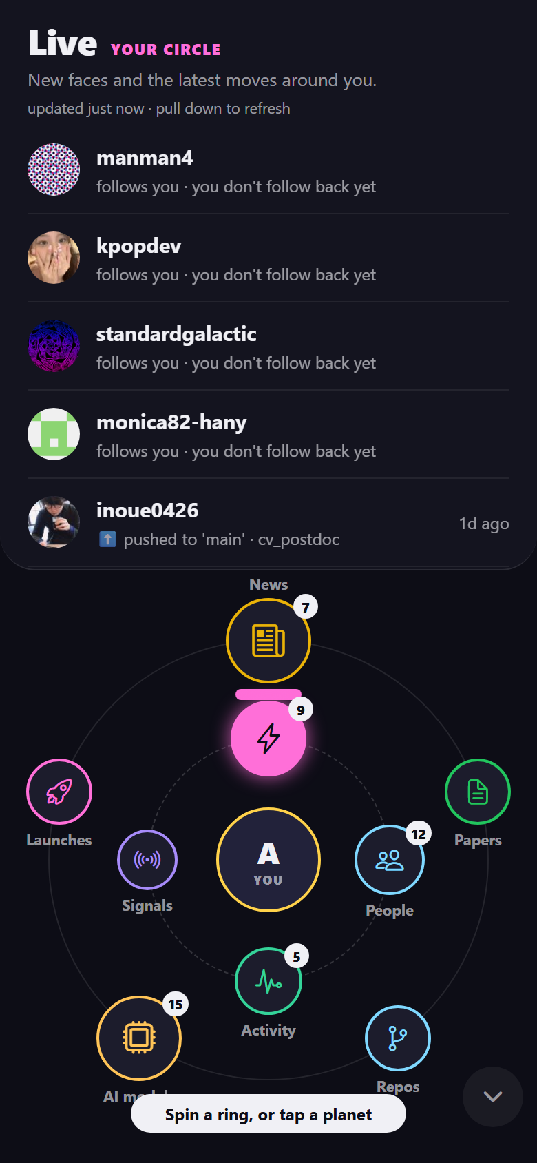 The myGeeKy phone app: your world in orbit