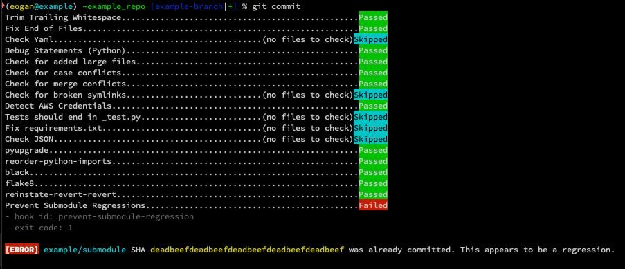 submodule example with colorized output