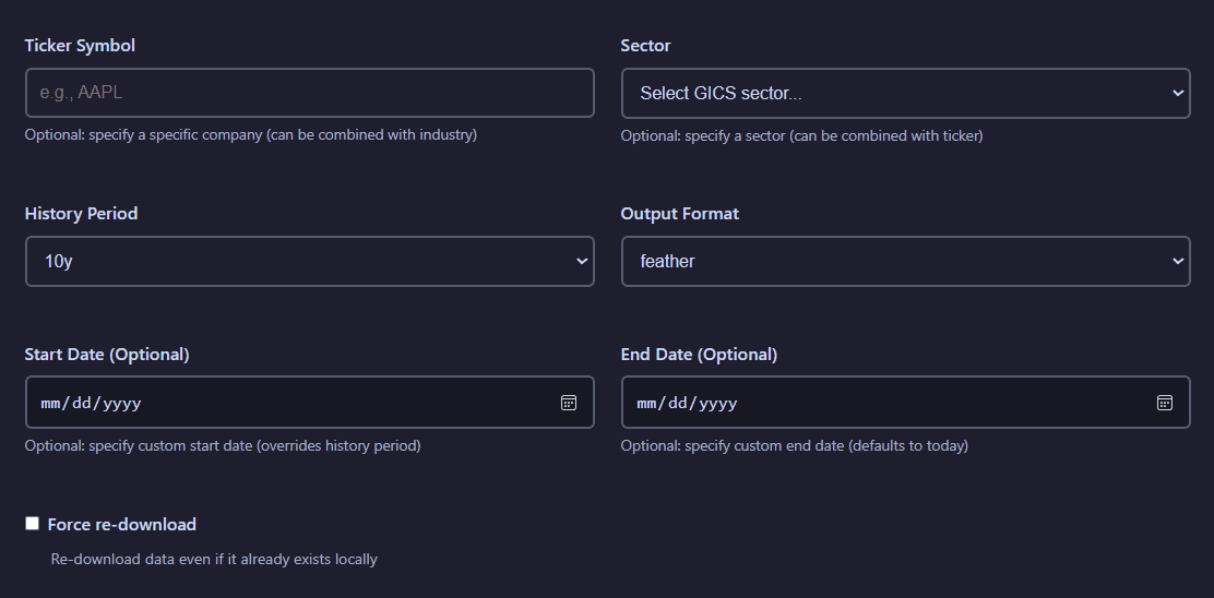 Data extraction interface