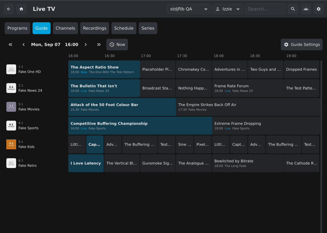 The Live TV guide
