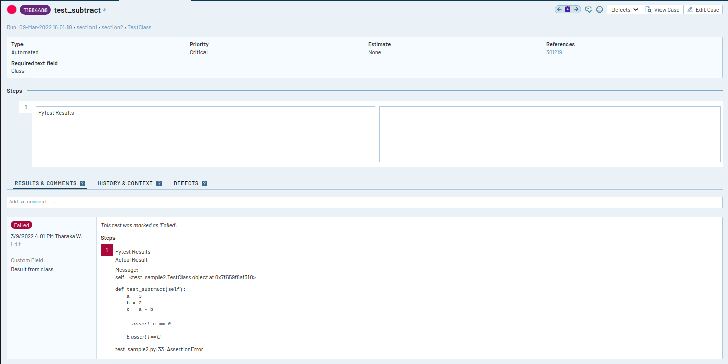 Alt Test result details in TestRail