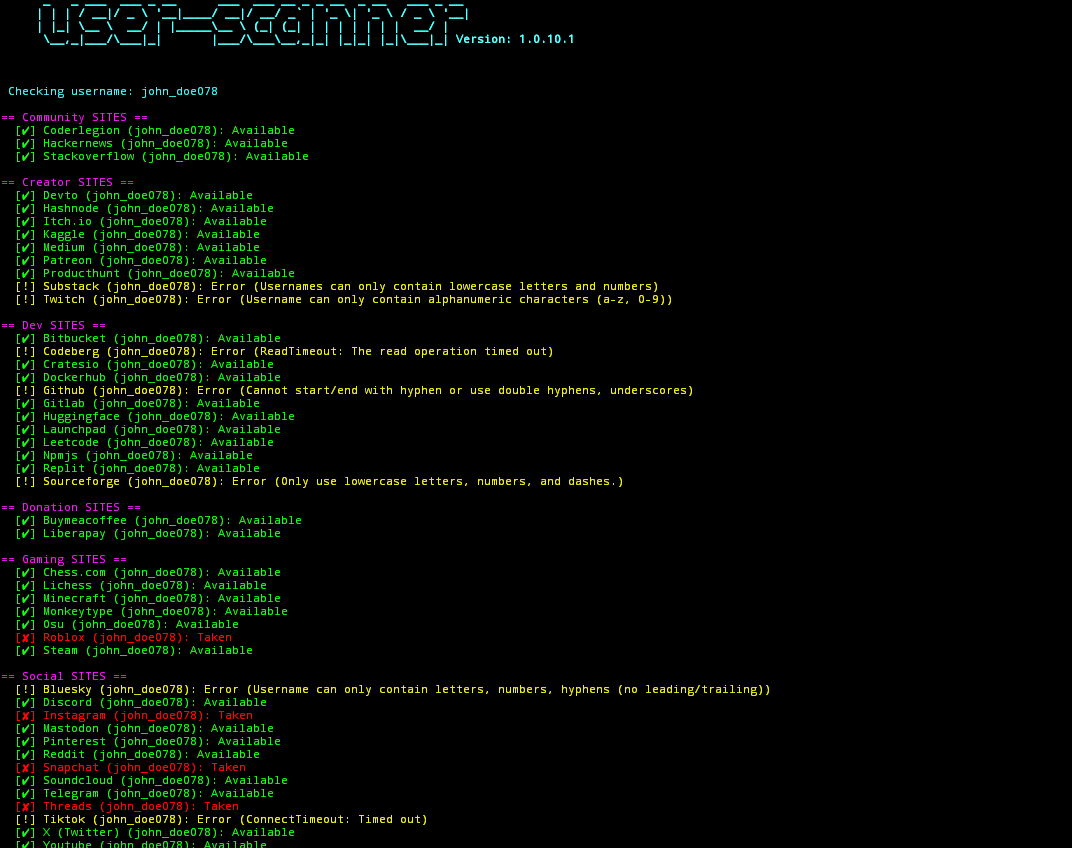 user-scanner's main usage screenshot