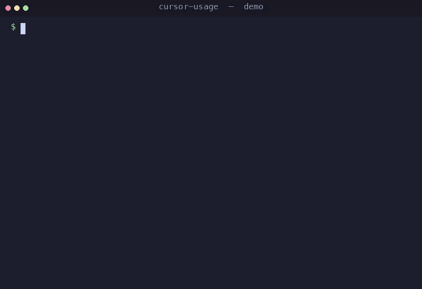 cursor-usage demo — monthly summary and per-day breakdown