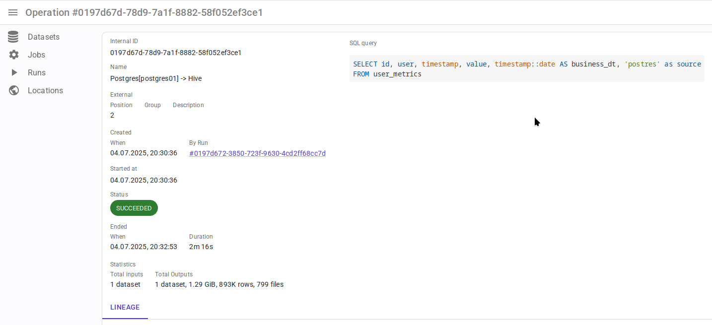 Spark command details