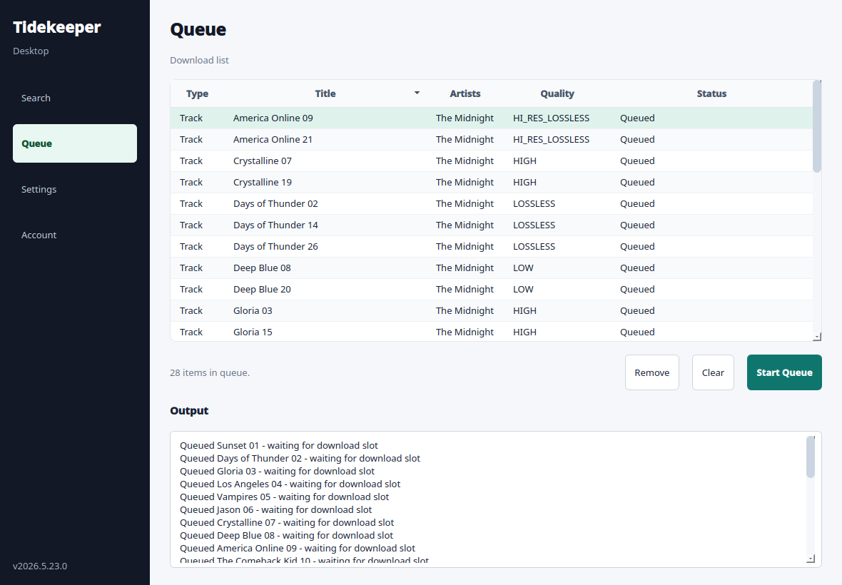 Queue screen
