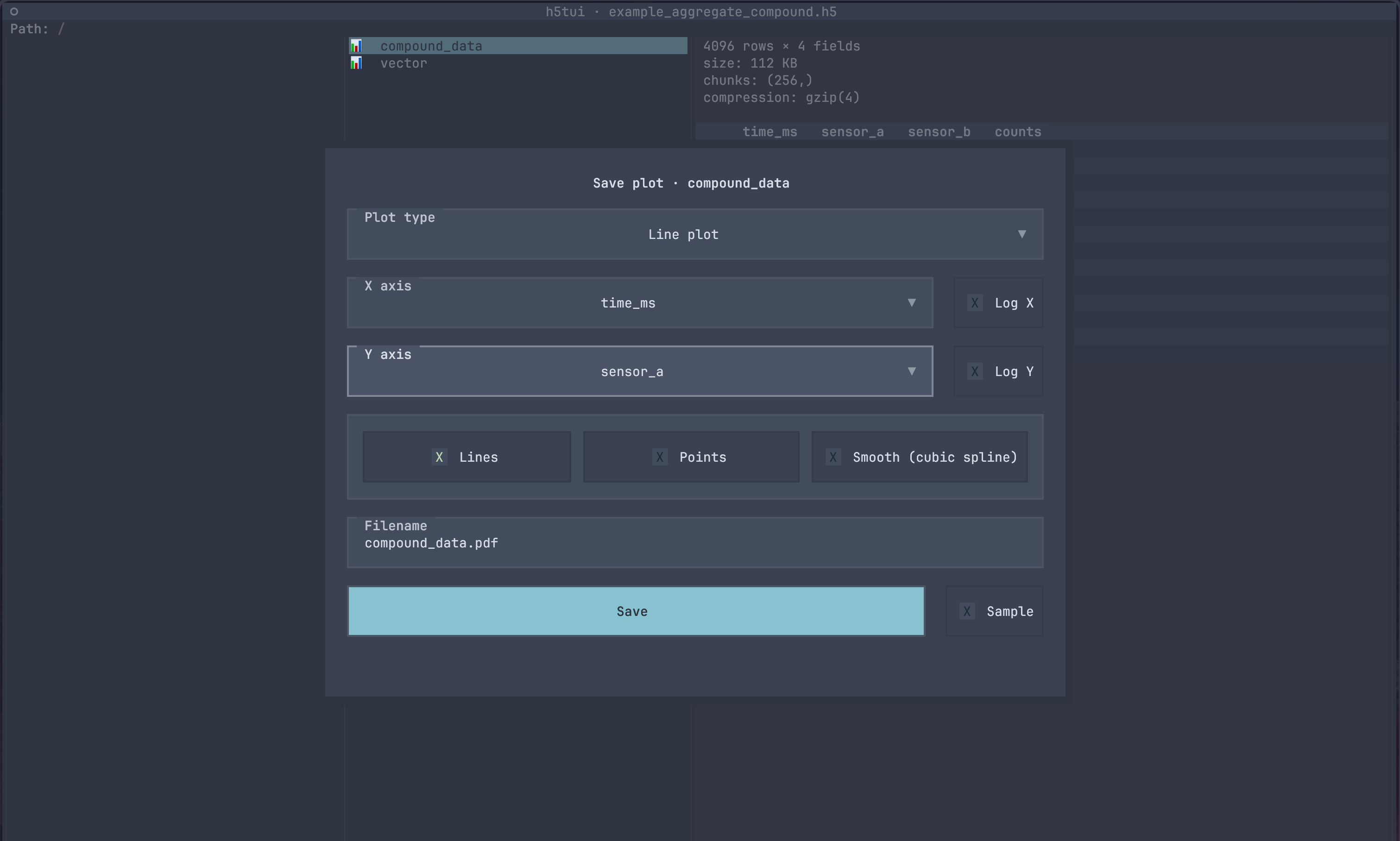 compound plot axis menu