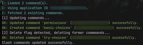 Insert/update demo output