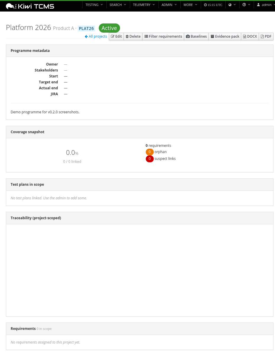 Project detail page