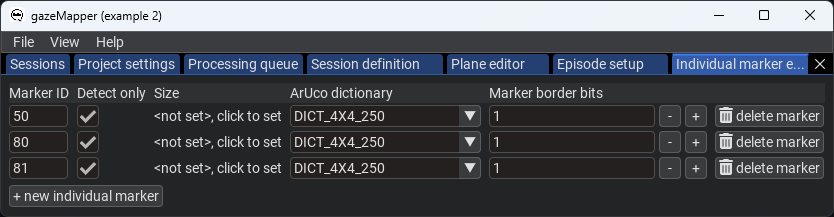 Individual marker editor