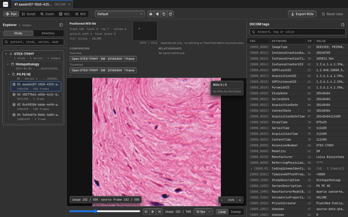 DICOM whole-slide microscopy context in dcmview