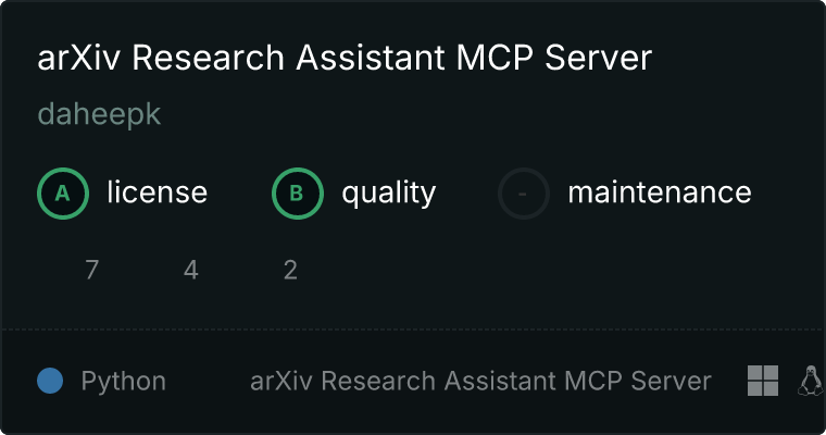arXiv Research Assistant Server MCP server