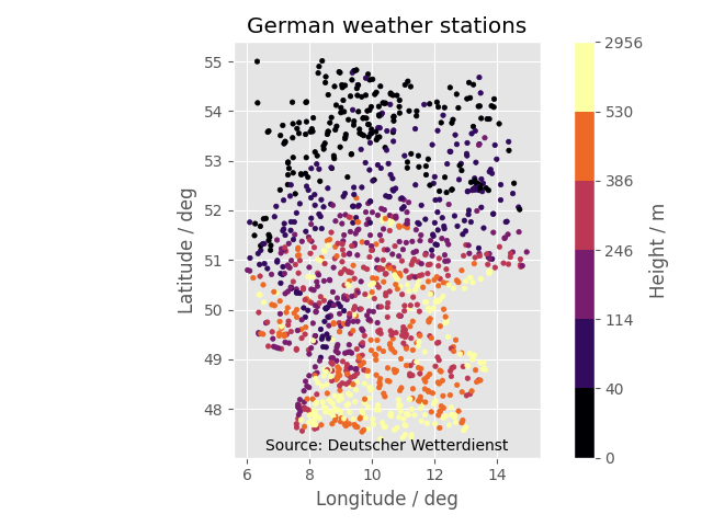 German weather stations managed by Deutscher Wetterdienst