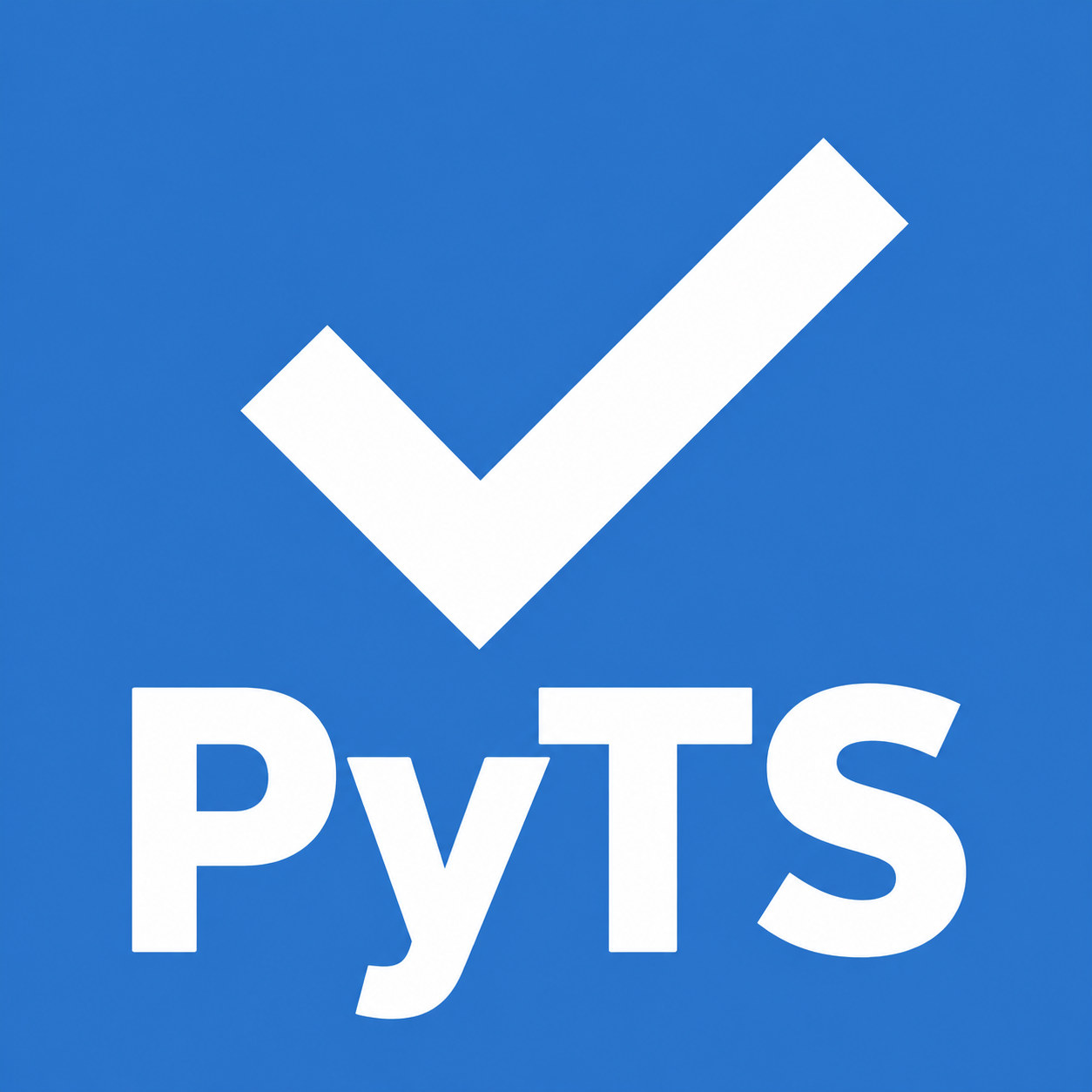 PyTSCheck logo: white PyTS lettering and checkmark on blue