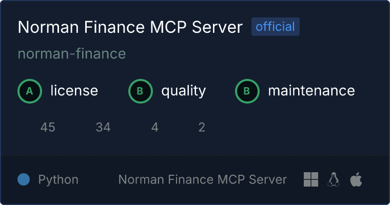 Norman Finance Server MCP server