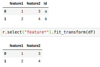 Selecting multiple columns using a '*' in the column name.