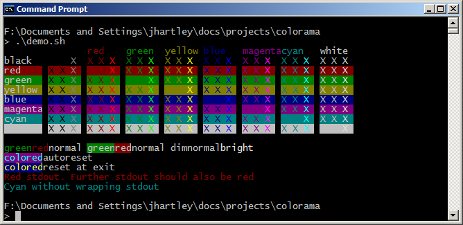 Same ANSI sequences on Windows, using Ksilorama.