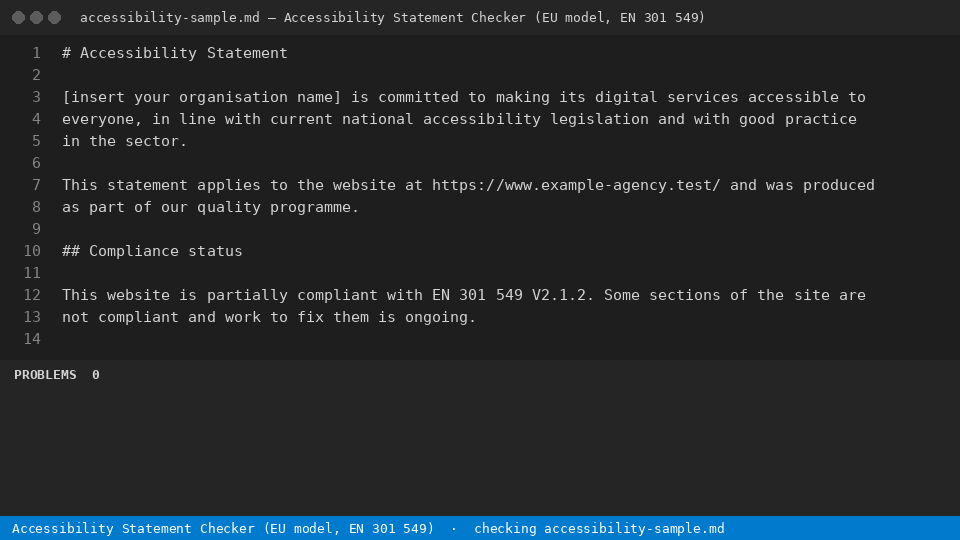 Accessibility Statement Checker (EU model, EN 301 549) — finds the line