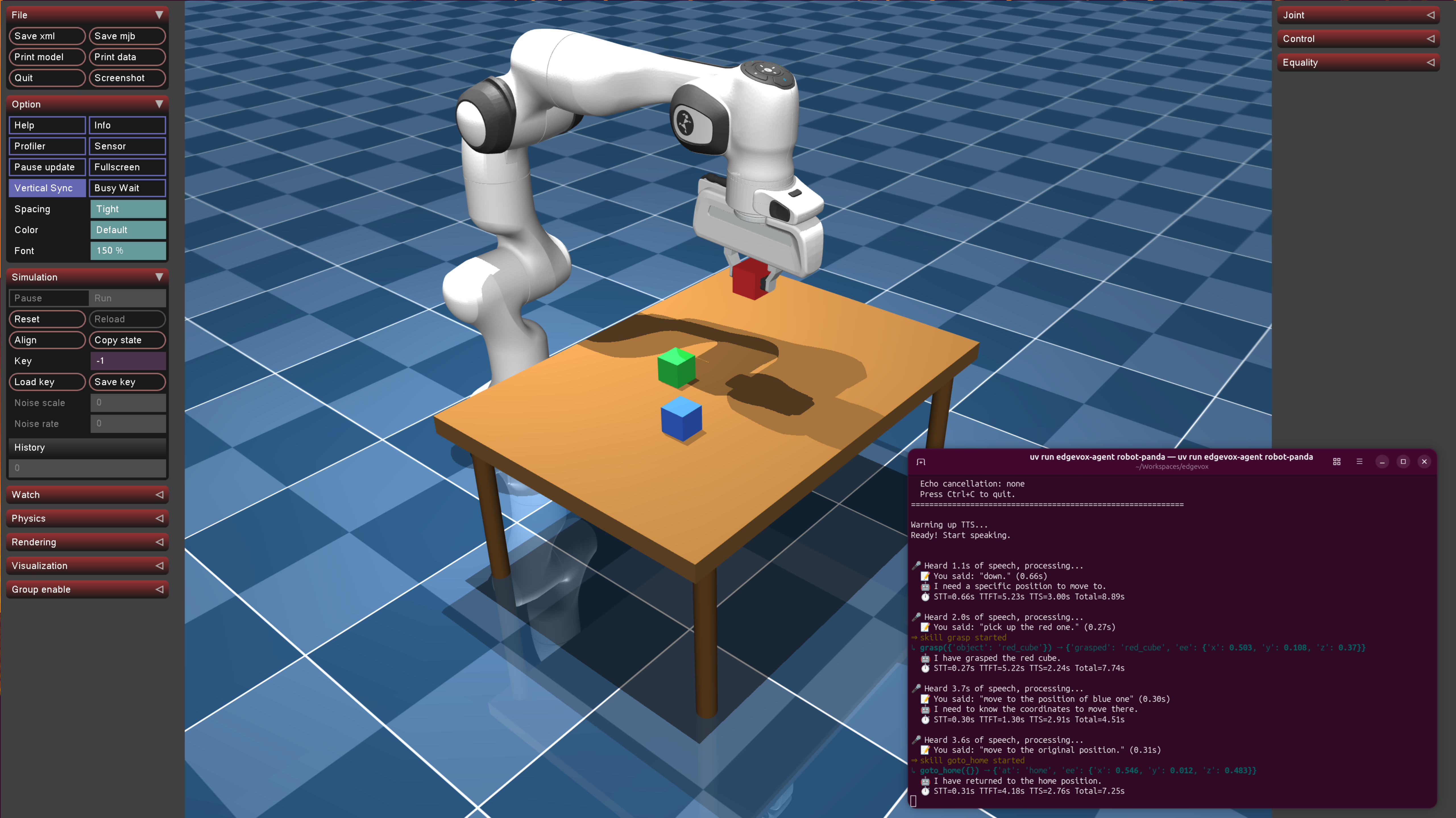 MuJoCo Franka Panda pick-and-place