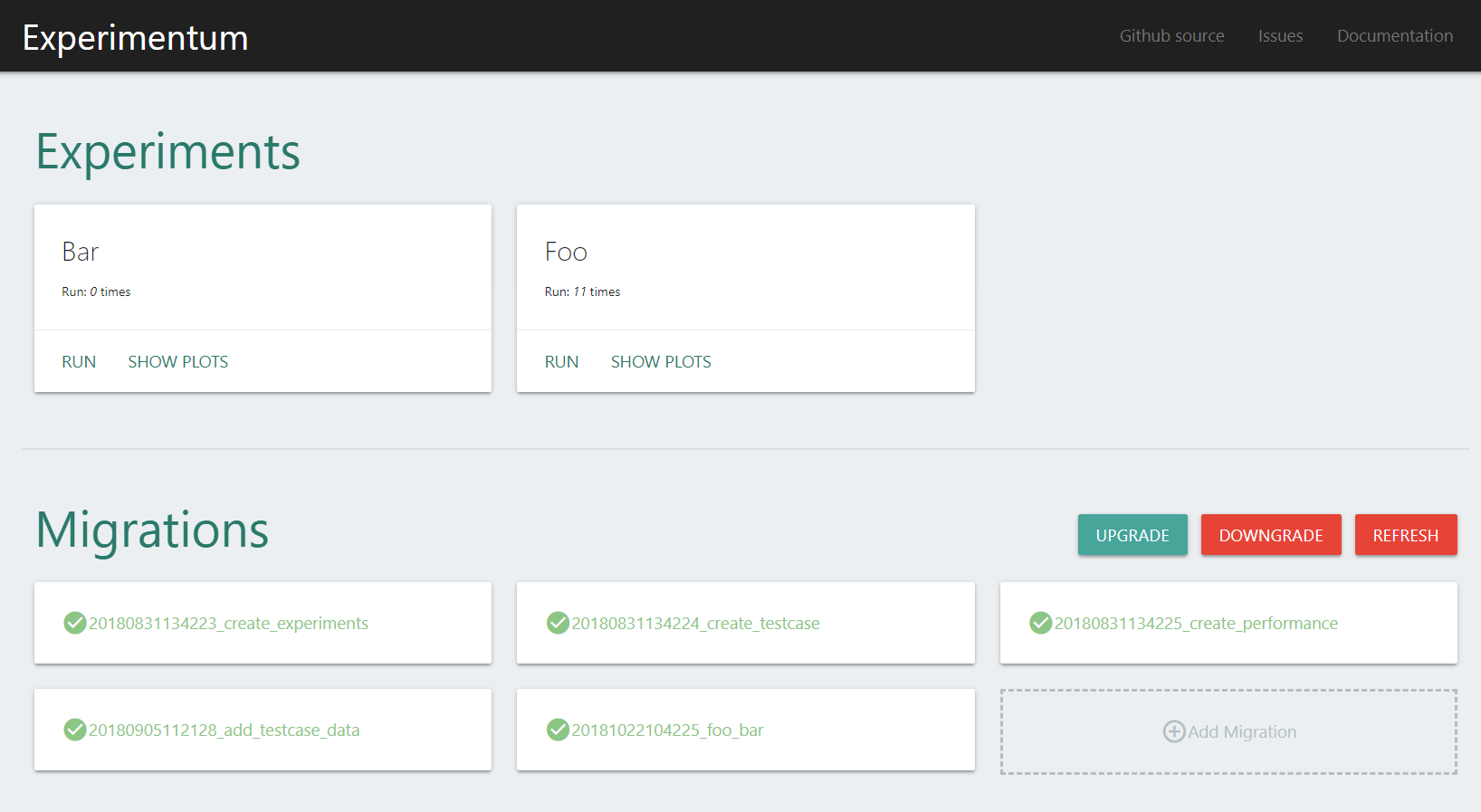 Experimentum Dashboard
