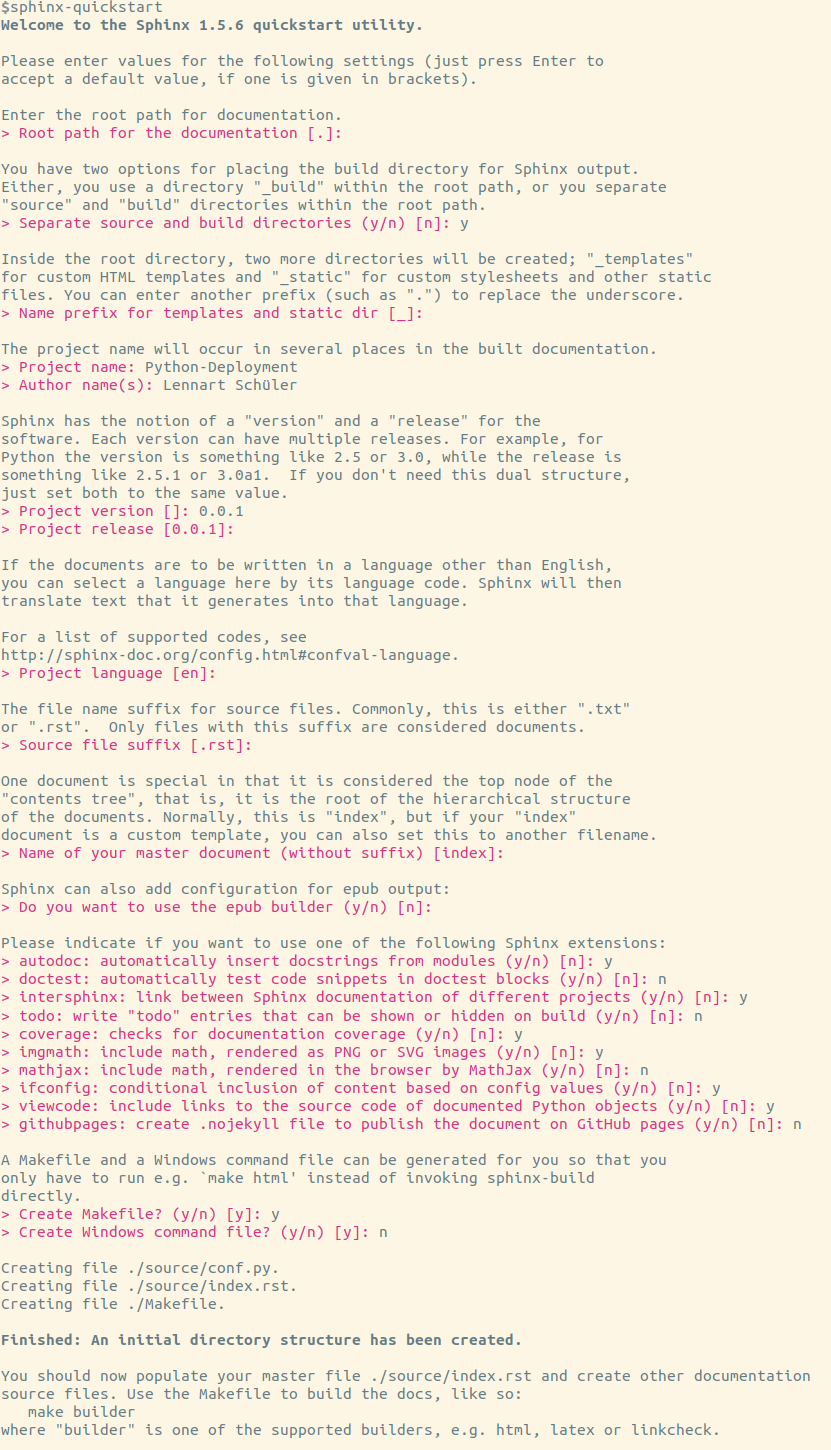 sphinx-quickstart
