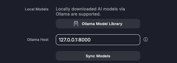 Raycast Ollama Host URL configuration