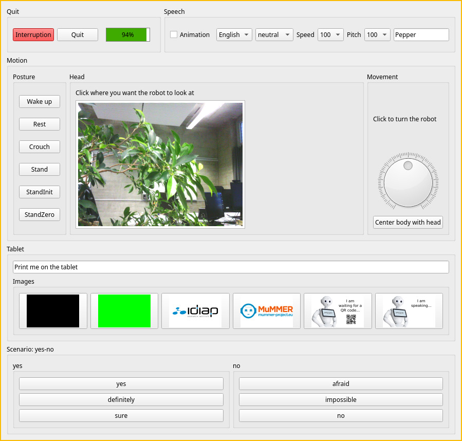 GUI of the Wizard-of-Oz