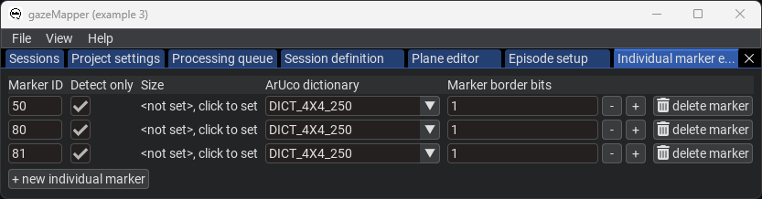 Individual marker editor